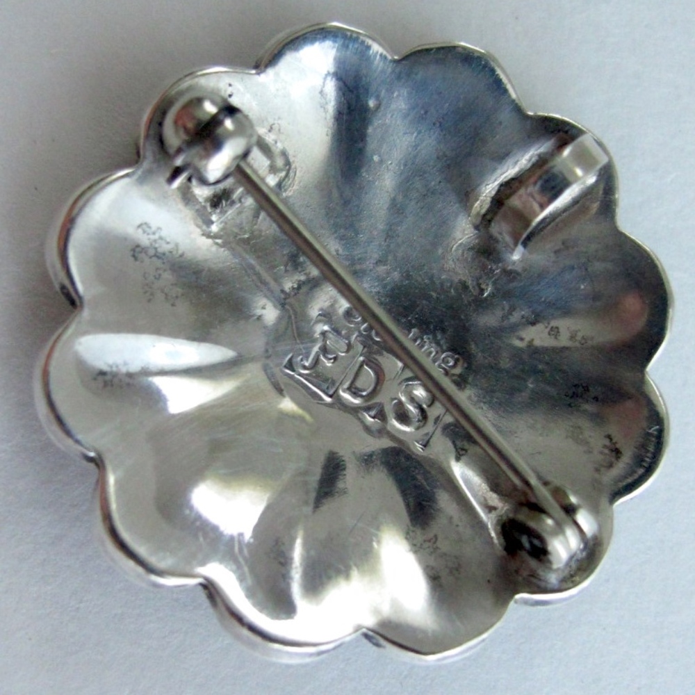 Sterling Silver Zuni SunFace Medallion Pendant Pin - Picture 5 of 8